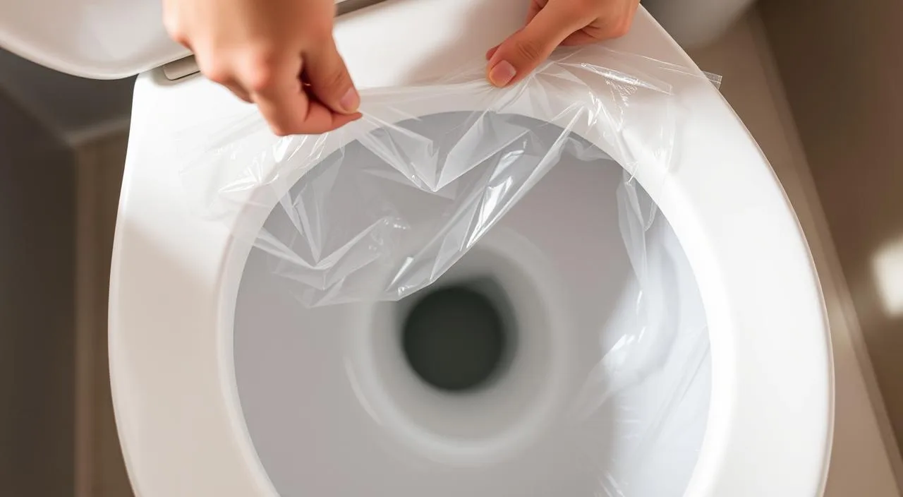 desentupir vaso com papel filme